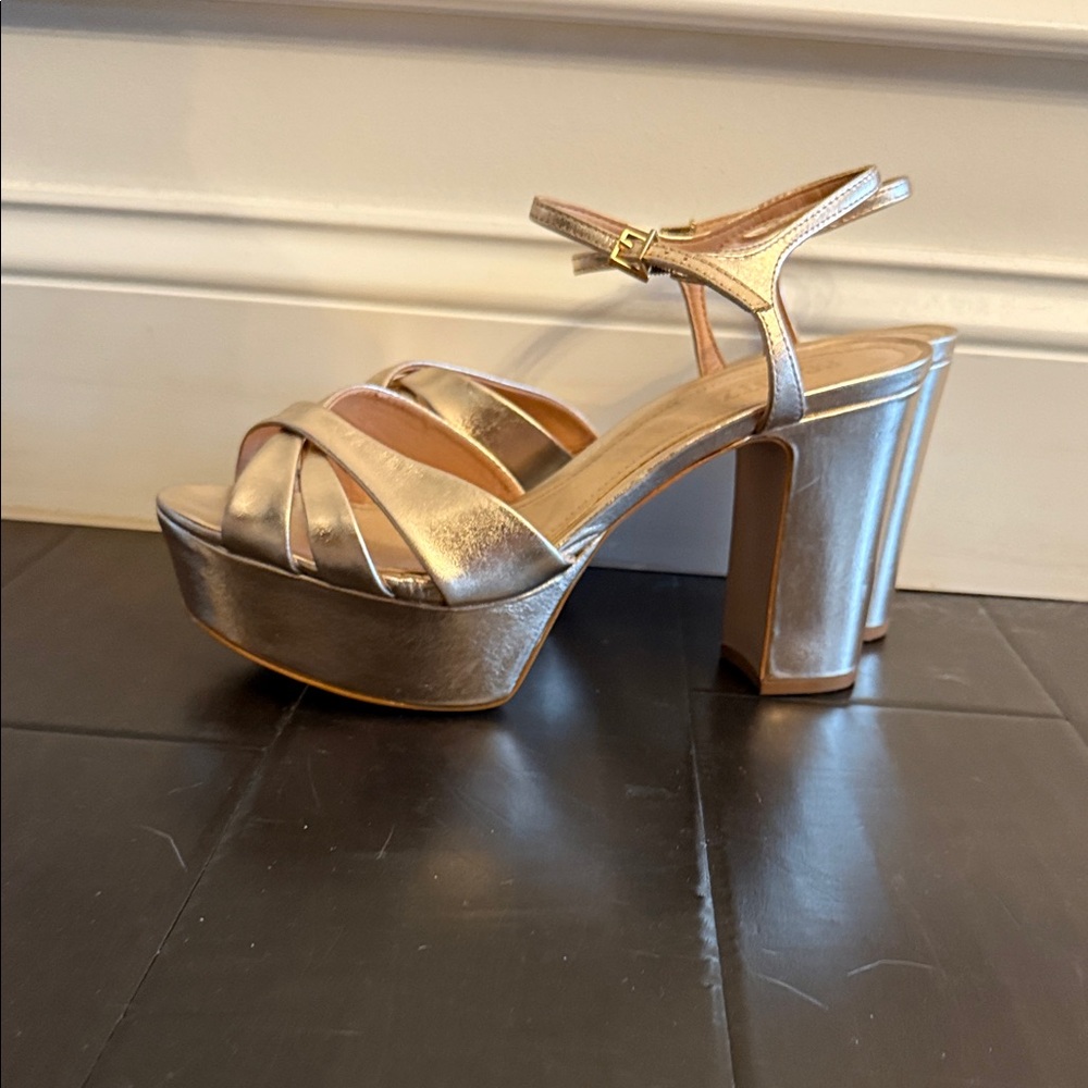 SCHUTZ Metallic Gold Platform Heels - Picture 4 of 6